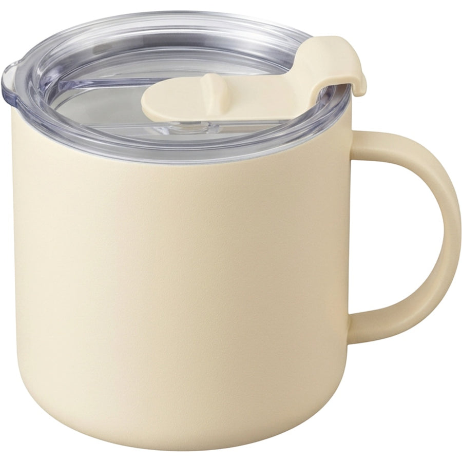 Nelou Vacuum Insulated Cup 14 fl oz Cream Handle Ceramic-Lined Interior